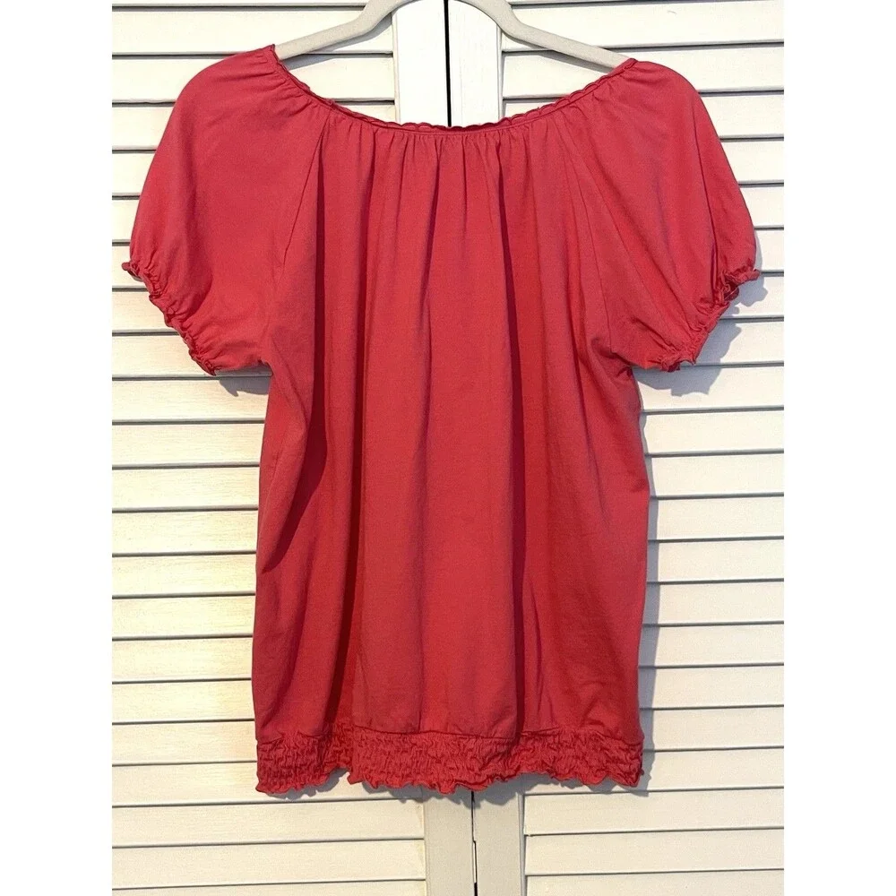 Jones New York Signature Shirt Pullover Eyelet Scoop Neck Women’s Size Large - Picture 5 of 7